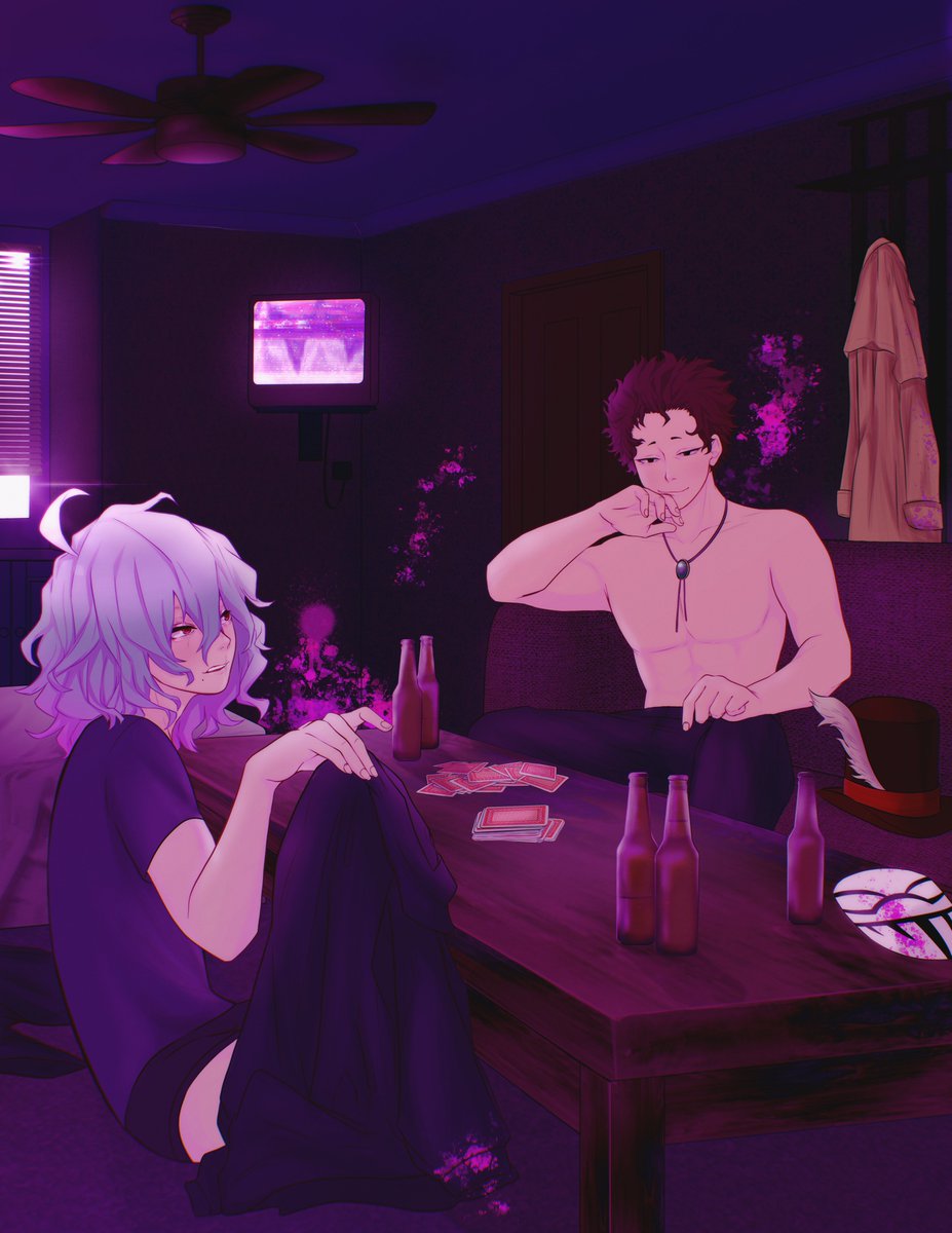 rixenyx's tweet photo. Here’s my full piece that I did for @VillainsRising! I’ve had a lot of fun drawing these two (i just wanna see Mr. Compress shirtless more, Shiggy gets to keep his shirt here because he’s shirtless enough in canon now 😩✌️) https://t.co/wgtQOKqtZ8