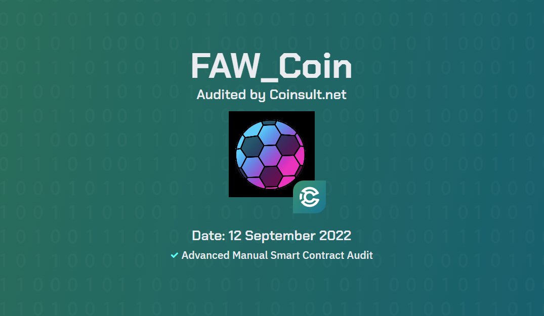 CoinsultAudits's tweet photo. 🔒 New audit completed for 
@FAW_Coin

Read more:
https://t.co/5QdwuUuUaN

🐦Twitter: 
https://t.co/K7WKe9co5L

📱 Telegram: 
https://t.co/KIH2fDSQxn

🌐 Website:
https://t.co/iQfEXNGeVG https://t.co/7S4BzFgB1O