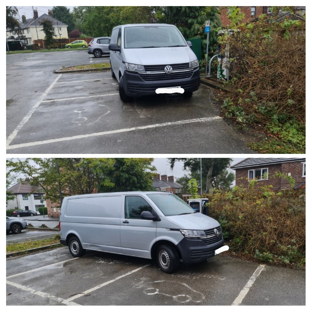 puge2008's tweet photo. Went to charge @bppulseuk and found a van blocking 👿. But wait, it IS an EV after all ! VW Transporter EV on CCS 👍 https://t.co/zC6WJt6Kng