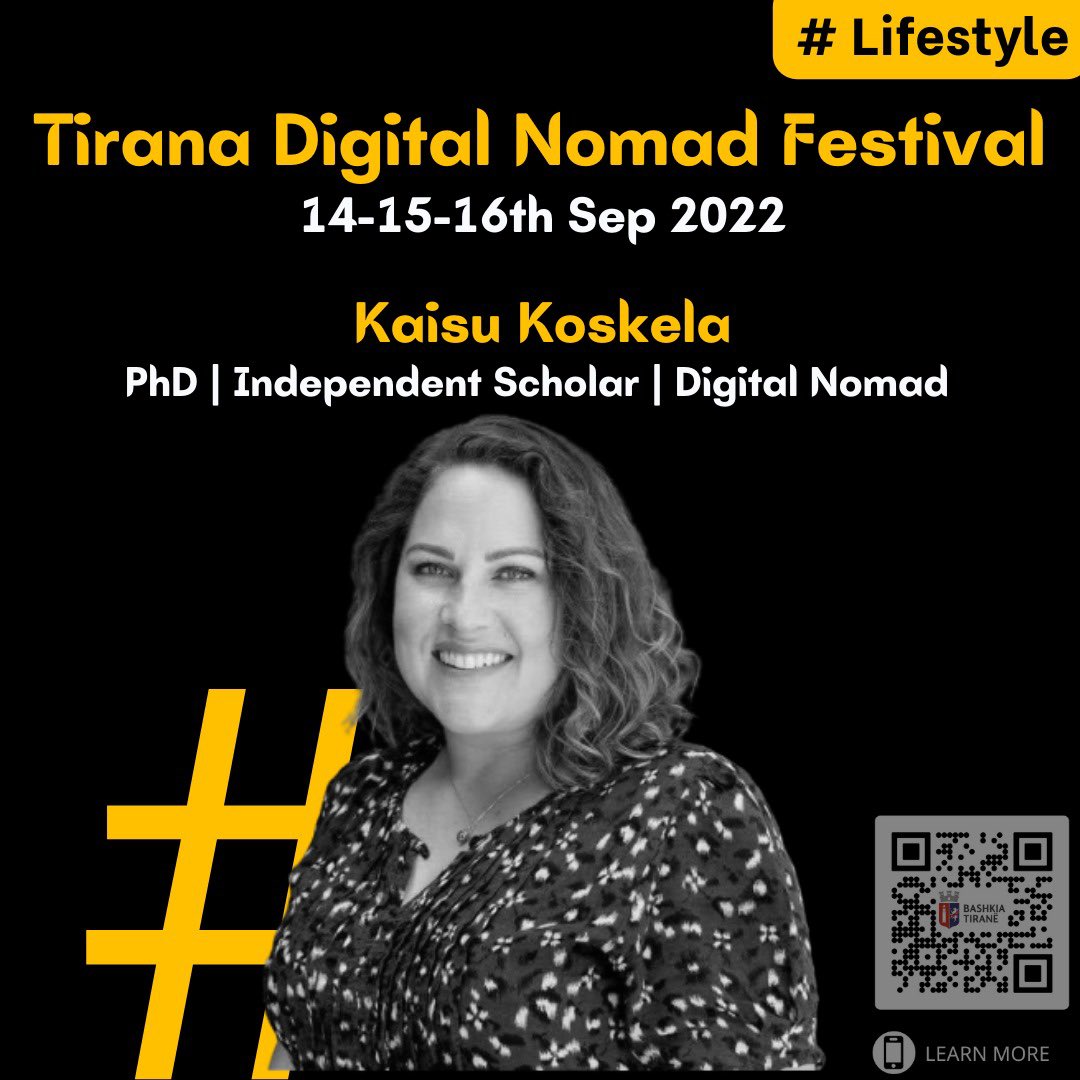digitalnomads22's tweet photo. We are happy to announce the latest speaker Kaisu Koskela at Tirana Digital Nomad Festival!
@digitalnomads22 
@mkocollari 
@erionveliaj 
@Anuela https://t.co/tu31jtlq9h
