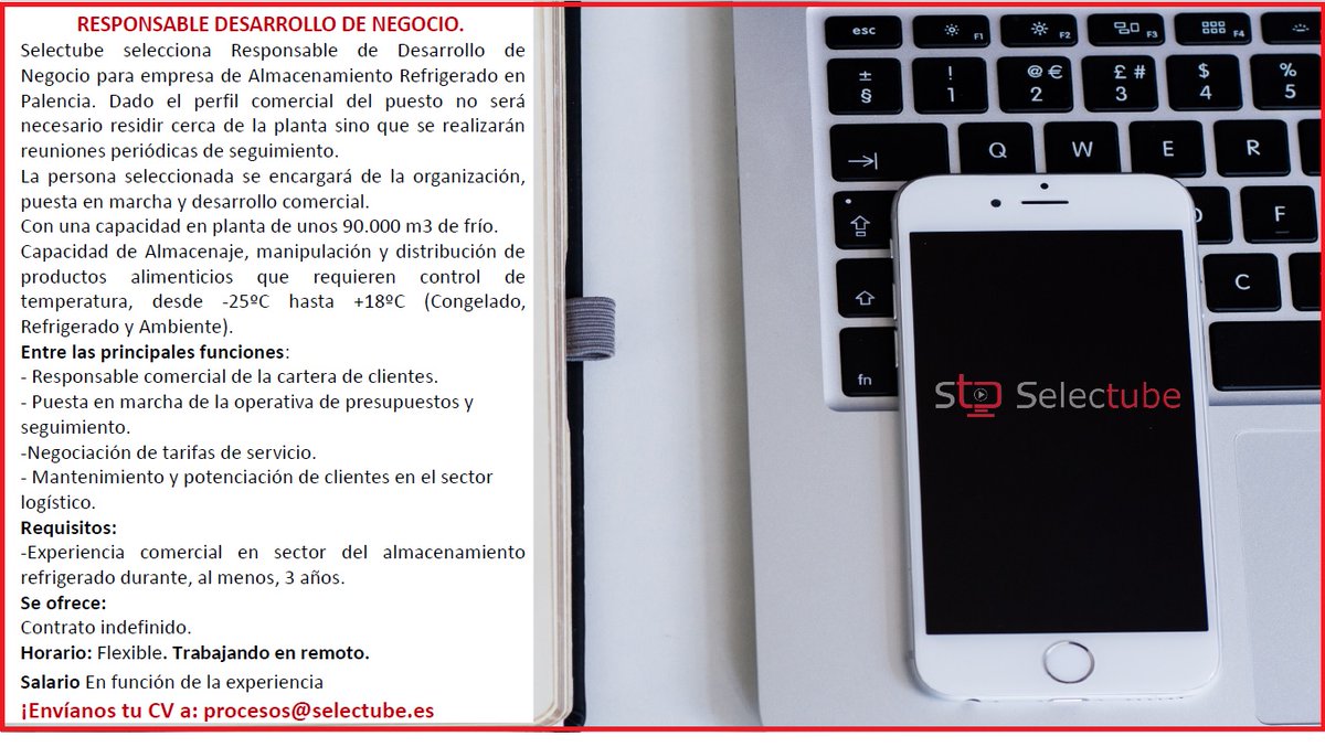 Selectube's tweet photo. @Selectube selecciona Business Developer para empresa relacionada con la  Logística (Almacenamiento Refrigerado).
https://t.co/MRi0LWUxyU https://t.co/B6n8UvNVDe