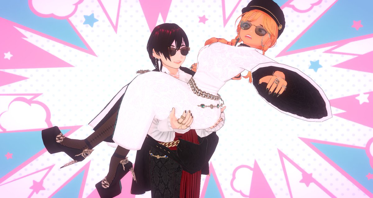 ENDED_FESTA_2's tweet photo. ささみ様の「肩かけジャケット＆着物風ドレス蛇柄ペアコーデ（https://t.co/0n6TFHcRpM）」で響ちゃんと大樹にいさんのペアコーデっ！
#鶏肉工場 #星海コーデ #まくら堂 #LUK4art #I_YoU #凹田商店 #TSiOX #素材屋あいりす
#VRoidStudio #VrmPosingDesktop #あとあとのまつり https://t.co/oUO5T2BqB9