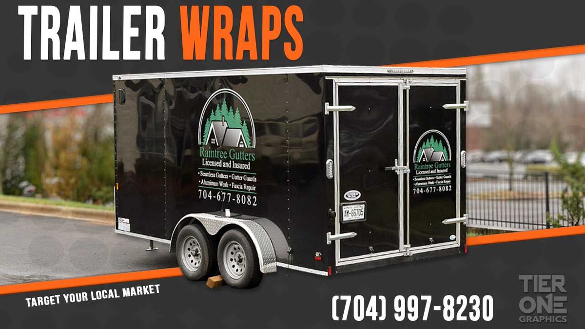 Tier1Graphics's tweet image. Raintree Gutters - Trailer Wrap

Whether you’re towing your trailer to your job, stuck in traffic, or just parked on the street, a truck &amp;amp; trailer wrap is an ideal way to advertise your business.

#trailerwrap #trailerwraps