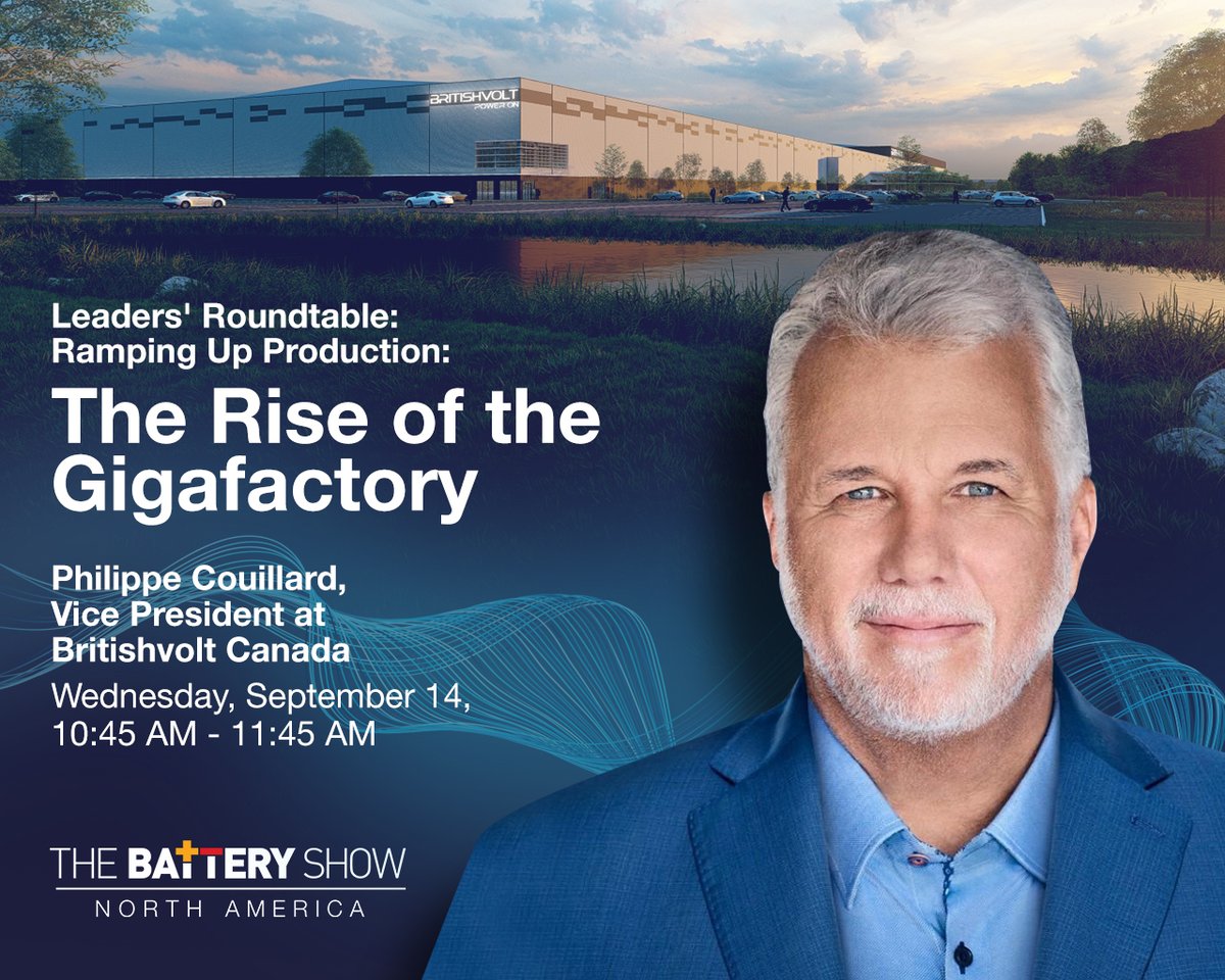 Listen to Philippe Couillard, speaking about Ramping Up Production: The Rise of the Gigafactory at 10:45am, September 14 at The Battery Show US in Novi, Michigan. The largest battery and electric vehicle technologies trade show in North America! #TheBatteryShow #electrification