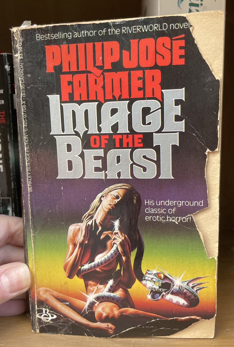 JackpotBook's tweet photo. An erotic horror novel first published in 1968. The detective receives a snuff film in the mail, showing his partner being killed by a vampire, and he uncovers a world of supernatural brutal sex games. 1985 paperback. The original cover from 68 is brilliant. https://t.co/4krtIalU6c