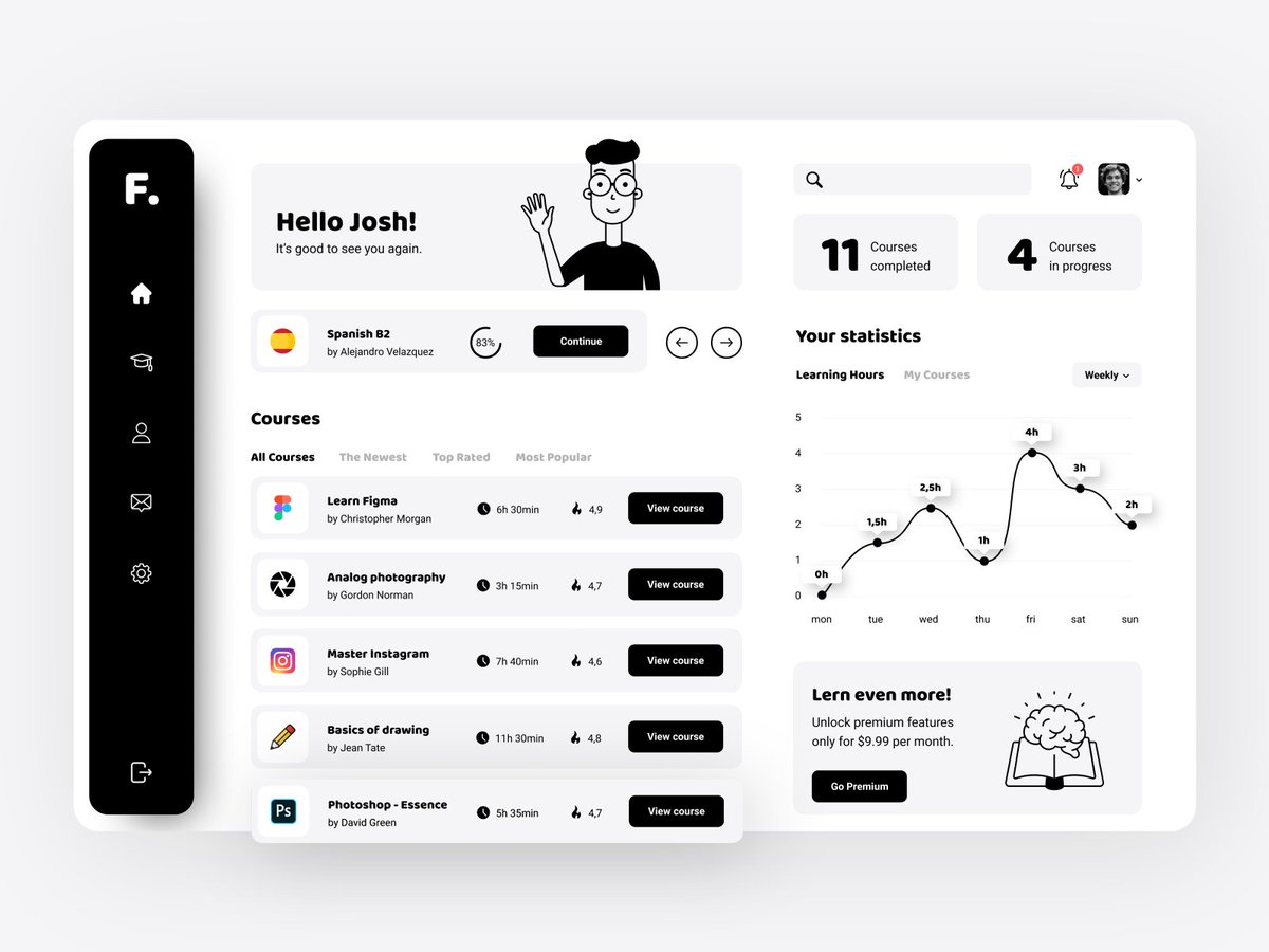 delowar776's tweet photo. E-Learning Dashboard Design👋
Free Download 👉 https://t.co/4J5xneLRW9

#elearning #education #dashboarddesign #webapp #freeuikit #freedesign #uikit #uidesign #uistore #ui #ux #design #webapp #webdesign #webappdesign #website #mobileapp #mobileappdesign https://t.co/75JgRNtixG