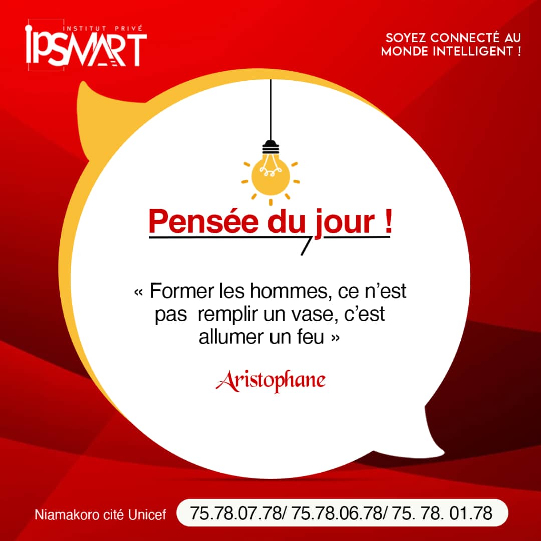 Ipsmart_ml's tweet photo. Que pensez-vous de cette assertion ? 
Dites le nous en commentaire 😀. 

En attendant passez, une excellente semaine. 

#ipsmart
#soyezconnecteaumondeintelligent https://t.co/3PcQQs1ct2