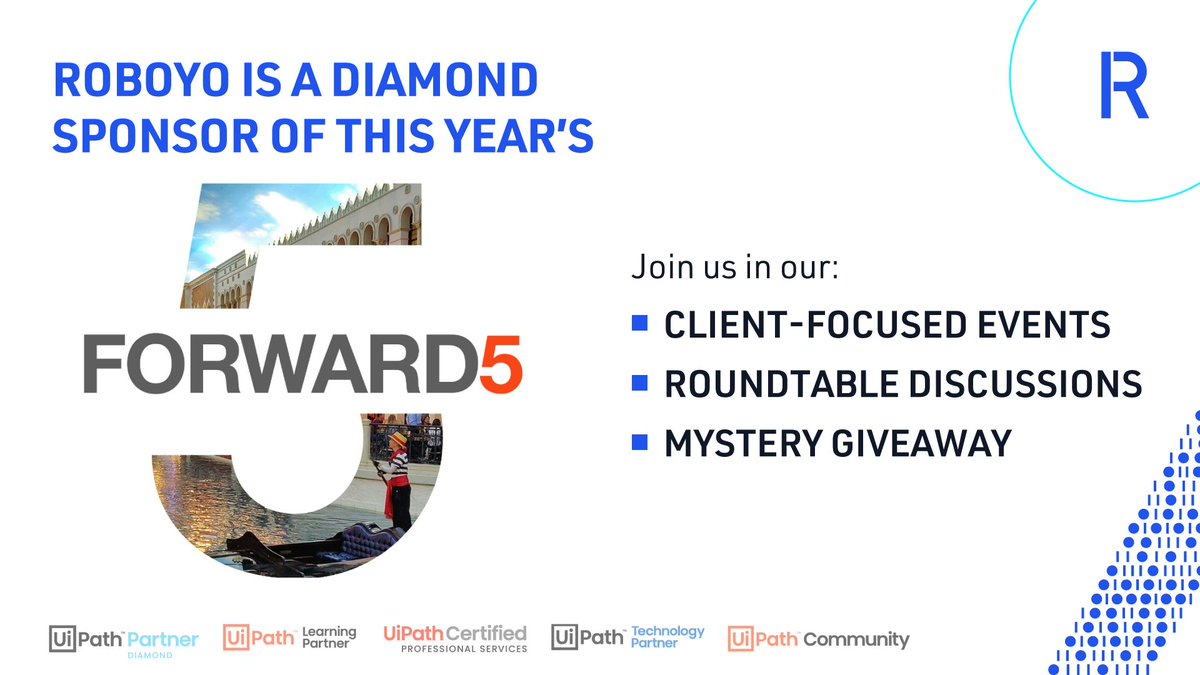 Roboyo_tweets's tweet photo. Will you be at #UiPathForward? As a Diamond sponsor, #Roboyo invites you to
sign up here to receive $250 off your ticket to #Forward5 https://t.co/8UMmUkVC82
#NextLevelNow #NextLevelAutomation https://t.co/Erw7Hqozen