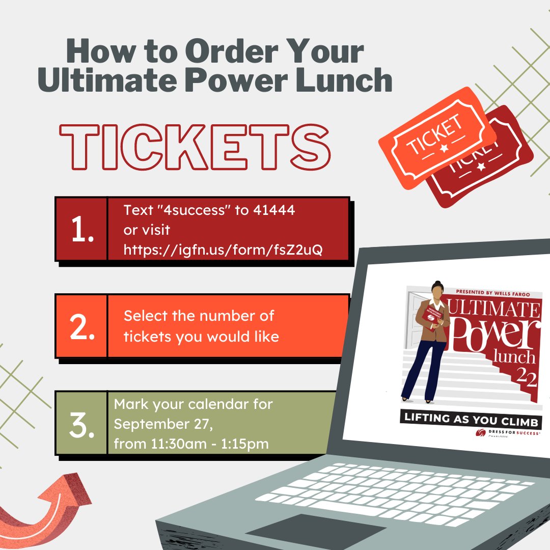 dfscharlotte's tweet photo. A limited amount of individual tickets are available for the Ultimate Power Lunch 9/27, 11:30a-1p @FillmoreNC How to get yours. #UPL22 #DFSCharlotte #LiftingAsYouCLimb https://t.co/x1Qqrf6ccr https://t.co/dP64xTwt4G