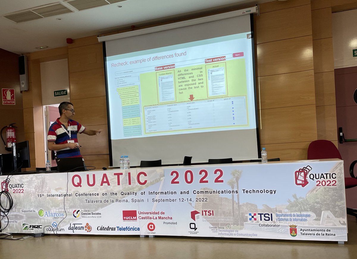 quatic_conf's tweet photo. We continue with Maurizio Leotta talking about "Comparing the Effectiveness of Assertions with Differential Testing in the context of Web Testing" https://t.co/WfpdcPkP83