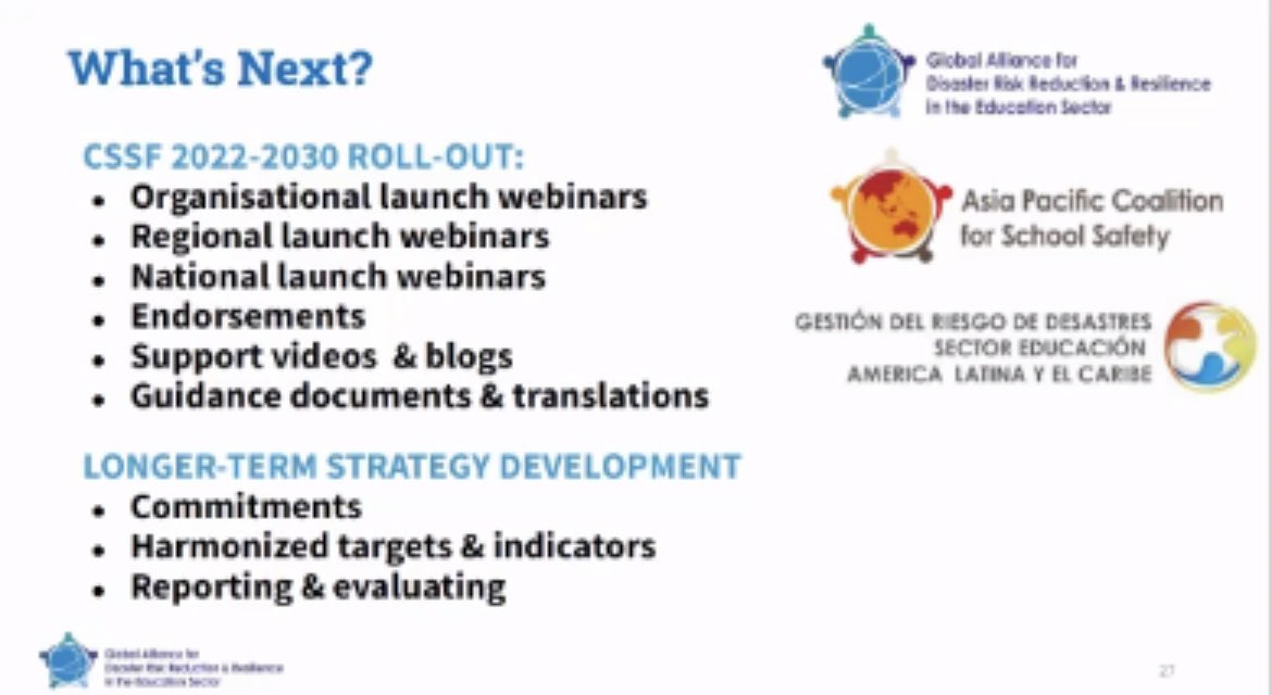 vhalhen123's tweet photo. Excellent Webinar!
Congratulation @GADRRRES and to all speakers — great collaboration among the supporting partners and look forward to continue promoting  and using the #CSSF at @PlanAsiaPacific country offices in partnership with the #APCSS 
#safeinschool 
#CSSFcommitments https://t.co/2H2O9ghJRT