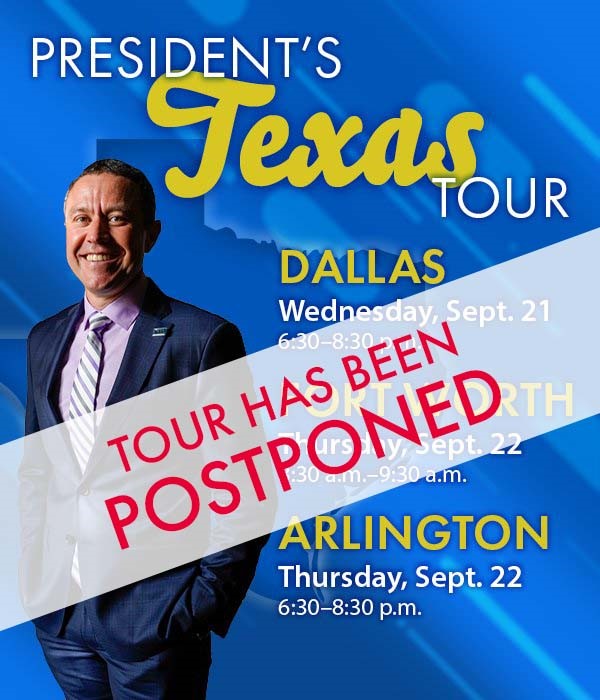 ollualumni's tweet photo. President Tour DFW Postponed

We are sorry to inform you that President Chávez’s trip is being postponed. He will be in Washington, D.C. to represent OLLU at meetings with the U.S. Department of Education, Department of State, Department of Agriculture, and the White House. https://t.co/XQ6mUAmyJ8