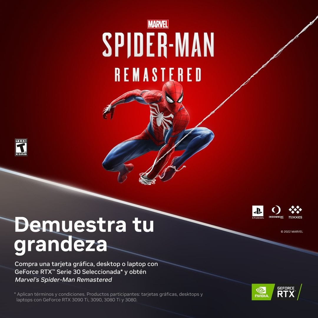 Compra una GeForce RTX™ Serie 30 Seleccionada y obtén Marvel’s Spider-Man Remastered. 

evga.com/articles/01586…

#evga #evgalatino #EVGA #evgalatam #evgagaming