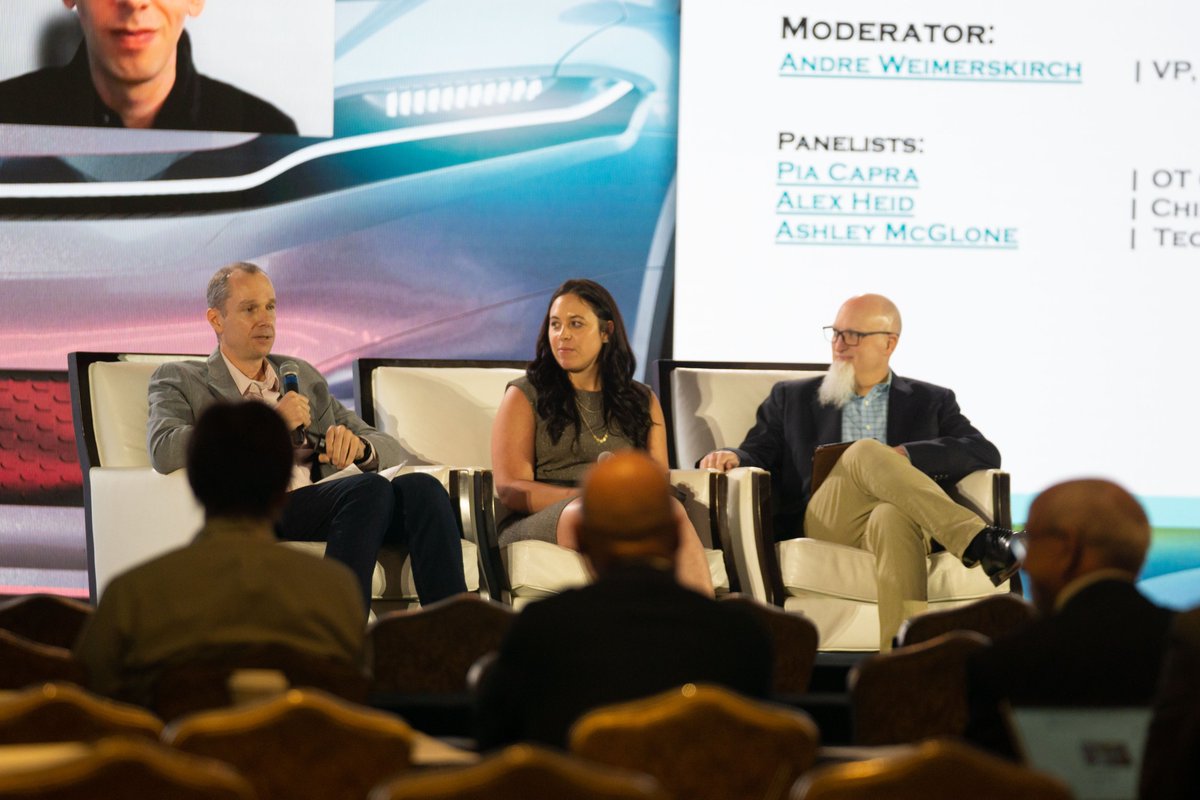 LearCorporation's tweet photo. Andre Weimerskirch, VP of Platform Software, Cybersecurity and Functional Safety, led the Future’s Outlook Panel at the @AutoISAC Summit to discuss the importance of utilizing synergies and identifying the technologies needed to keep vehicles secure. #2022AutoISACCyberSummit https://t.co/iEl1nfYagY