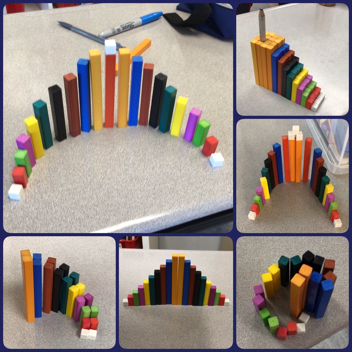 class4hm's tweet photo. Exploring the relationship in Cuisenaire rods by building various staircases! Such creativity! #whfelementary #eipsteaches https://t.co/zlaHYVUYUC