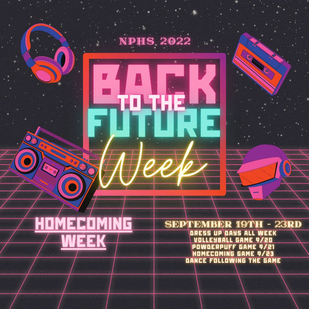 Homecoming week is NEXT WEEK!
✨Homecoming court nominations will open TOMORROW
✨Dress up days will be announced THIS WEDNESDAY
✨Volleyball will be on Tuesday 9/20 at 7:00
✨Powderpuff will be on Wednesday 9/21 at 6:30
✨Dance to follow the game on 9/23