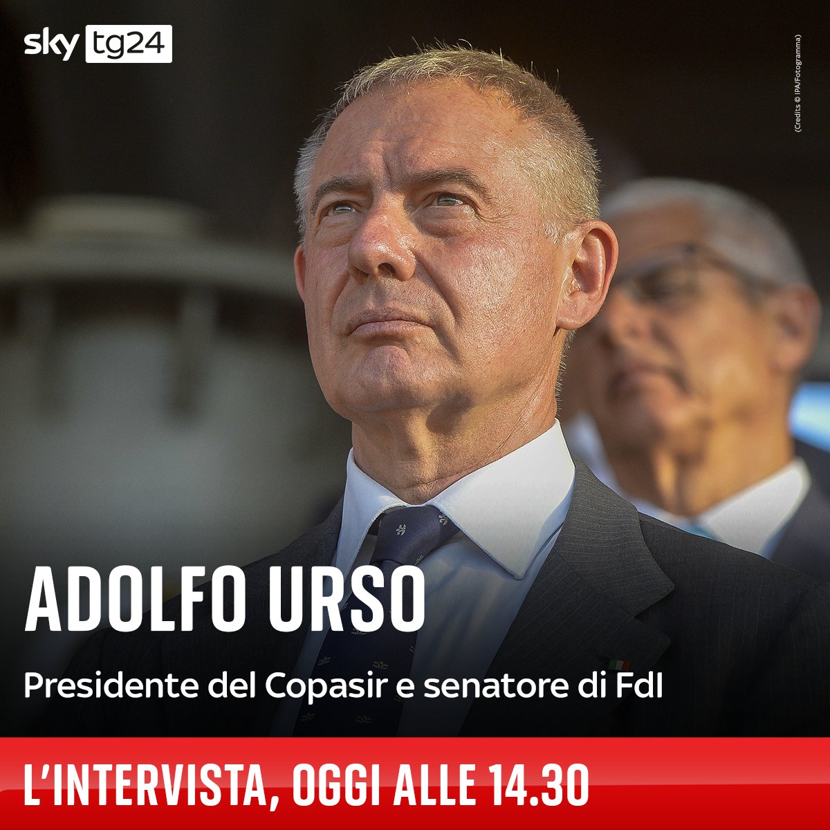 SkyTG24's tweet photo. Oggi a #LIntervista di @MariaLatella il Presidente del Copasir e senatore di FdI Adolfo Urso parlerà della svolta in atto in #Ucraina e dei motivi dei suoi recenti viaggi a #Kiev e a #Washington https://t.co/8pttSQCJ7P