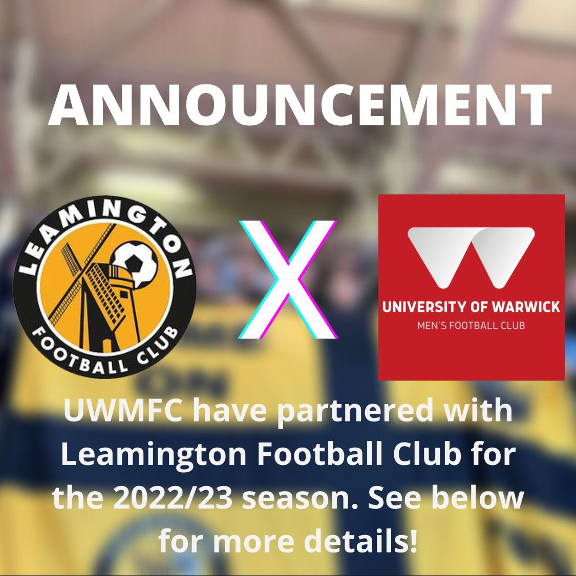 This partnership will offer UWMFC members the opportunity to coach in Leamington FC’s school programmes and enrol on referee and coaching courses while Leamington while provide operational support around key events such as Varsity.

We look forward to working with <a href="/LeamingtonFC/">Leamington FC ⚽️</a>