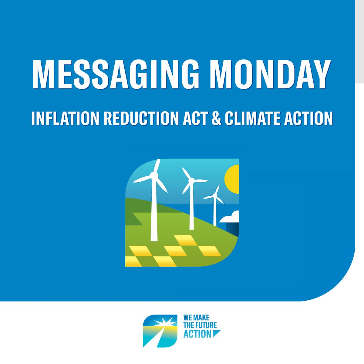 WMTFAction's tweet photo. Messaging Monday: The historic Inflation Reduction Act shows that Democrats are fighting for what our families need, while Trump Republicans threaten our freedoms & block the solutions we favor. https://t.co/UVAWcaiWKt