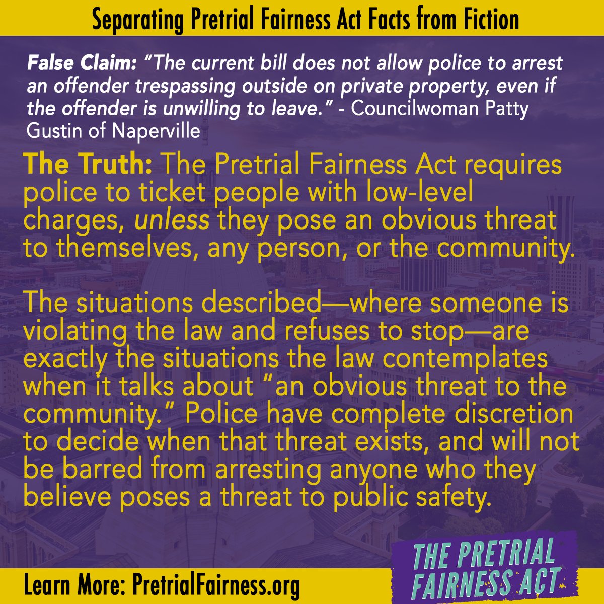 endmoneybond's tweet photo. The Pretrial Fairness Act ends money bond &amp; reforms Illinois’ pretrial system. Conservatives &amp; some law enforcement officials have pushed lies to confuse the public and preserve mass incarceration. 

We’ve put their lies under a microscope to help you separate fact from fiction. https://t.co/u3gXtwuu5E