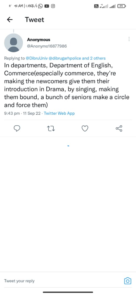 PatgiriTwinkle's tweet photo. Stop posting fake rumours on social media.I'm a student of 1st sem. Mcom &amp;Dept of Commerce is our home,our family.we've never faced any sort of harassment from our senior .They've been really caring &amp; supportive to us. #istandwithdoc #DibrugarhUniversity #UGC https://t.co/diWC29Cswv