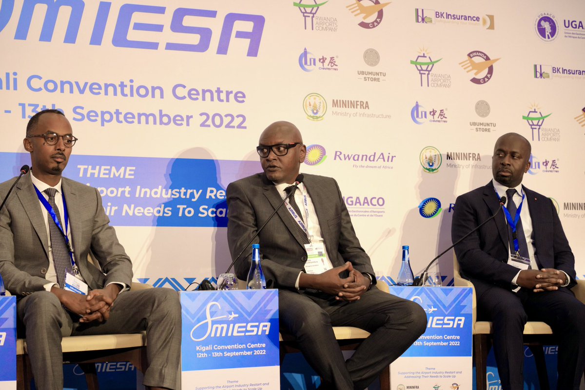 AkageraAviation's tweet photo. Our Managing Director, Patrick Nkulikiyimfura, during #SMIESA  discussing on seizing opportunity on streamlining airport development, air cargo, air connectivity and operation efficiency.
#avaf22 #akageraaviation #Rwanda https://t.co/7n3g9h2Yg1