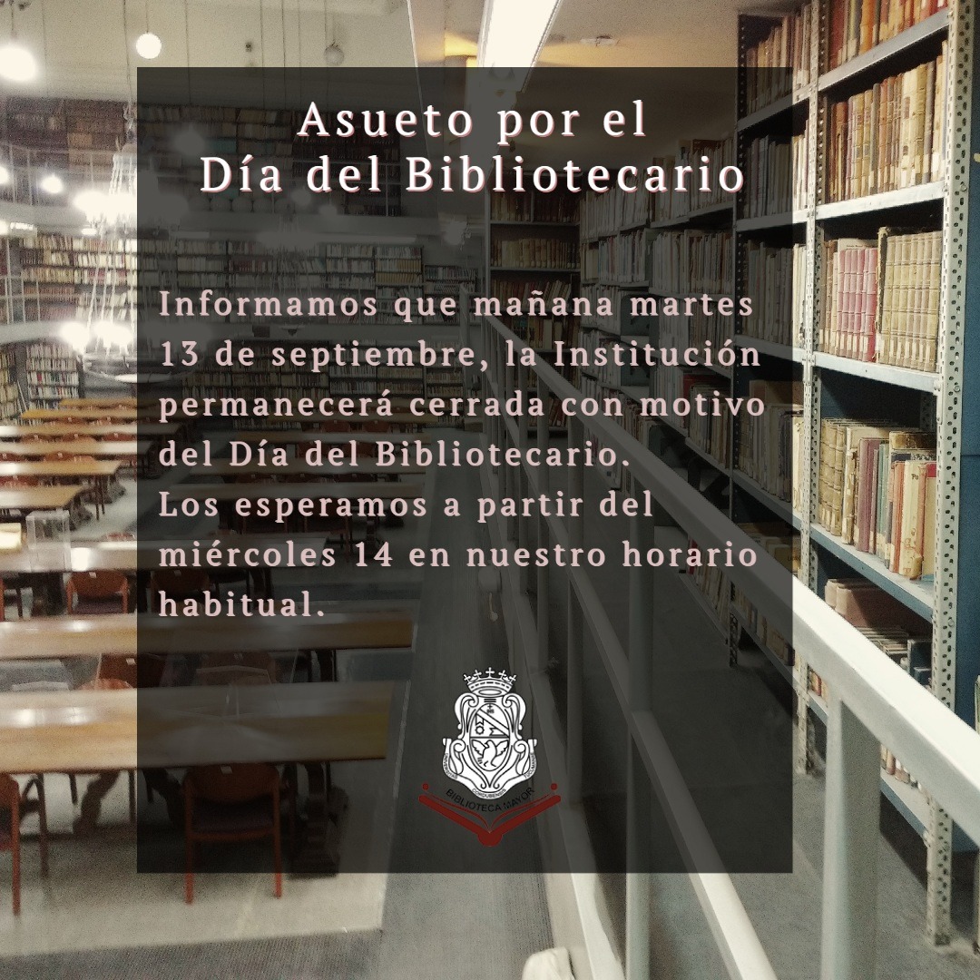 bmayorunc's tweet photo. El día 13 de septiembre fue establecido como “Día del Bibliotecario” por el Congreso de Bibliotecarios reunidos en Santiago del Estero en el año 1942 y fue instituido como «Día del Bibliotecario» a nivel nacional, en 1954, en homenaje a los bibliotecarios de todo el país. https://t.co/pJeYBFtUaj