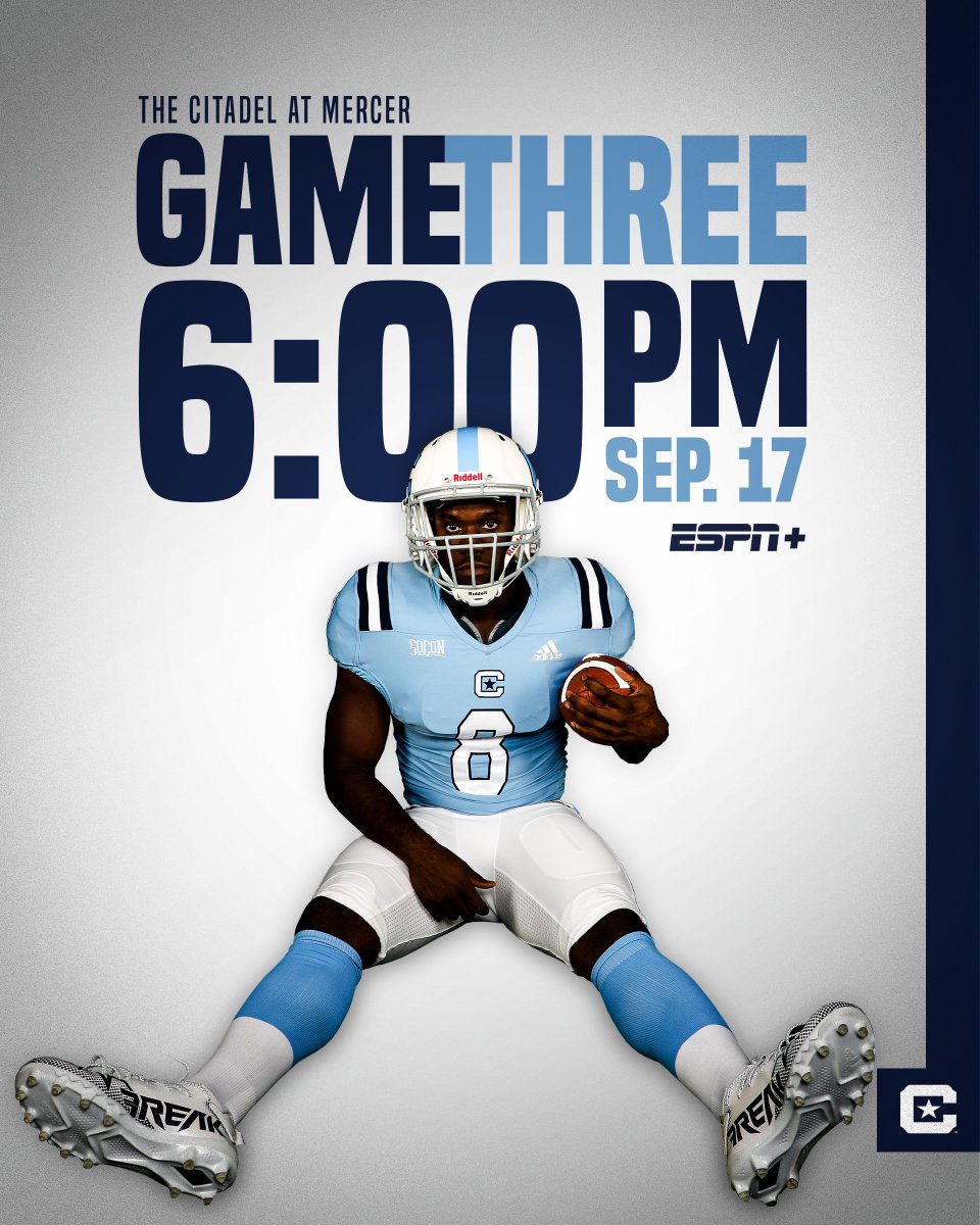 CitadelFootball's tweet photo. 𝓖𝓪𝓶𝓮 3!

#FireThoseCannons https://t.co/zoBxkoO0F9