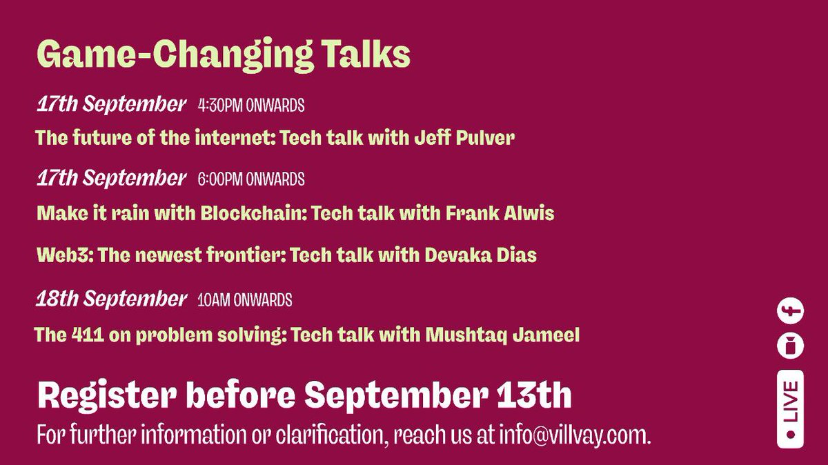 villvay's tweet photo. By now, you know Villvay is hosting our first ever Coding Week! Check out the exciting line-up of events we have in store! Digital Skills Challenge registration will be open till midnight Sep 14th. Register here today:
https://t.co/3BMPcVAiI4 #villvay #codingweek2022 https://t.co/kr952iLq4E