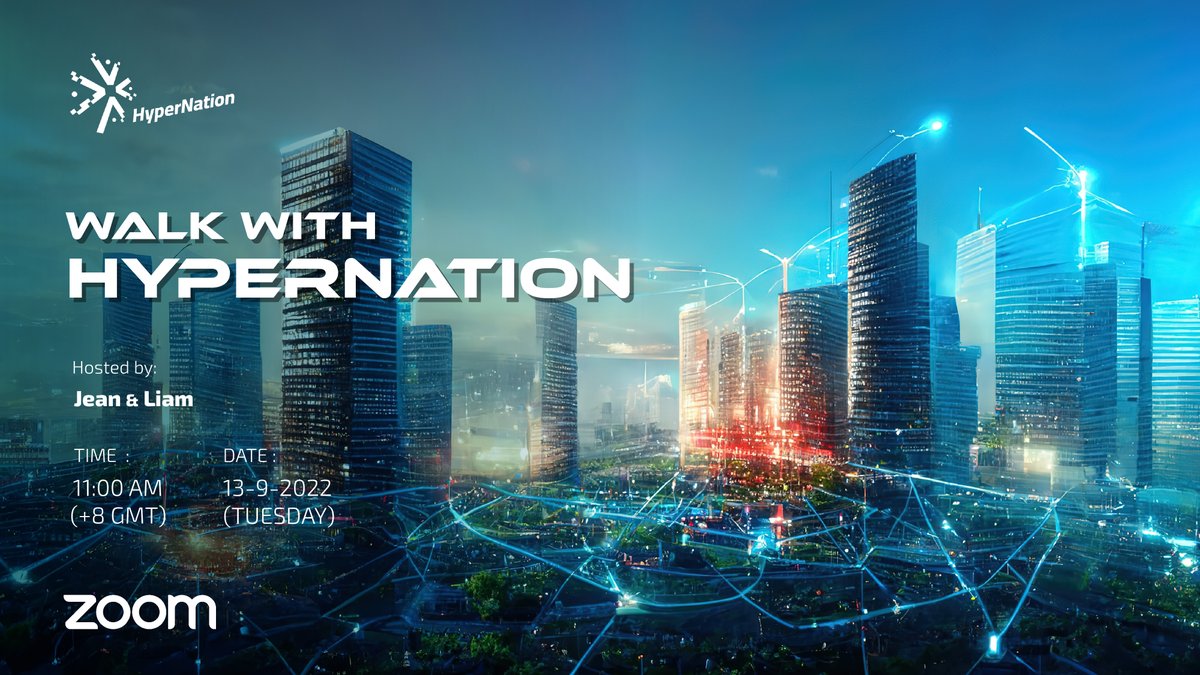 HyperNation8's tweet photo. Dear Citizens of HyperNation, 
Our Zoom session is now LIVE! Come and Join us at:
https://t.co/mqIdo1eXhp

Topic: Walk with HyperNation
#hypernation #metaverse #blockchain #defi #dao https://t.co/WpC6O4KM4M
