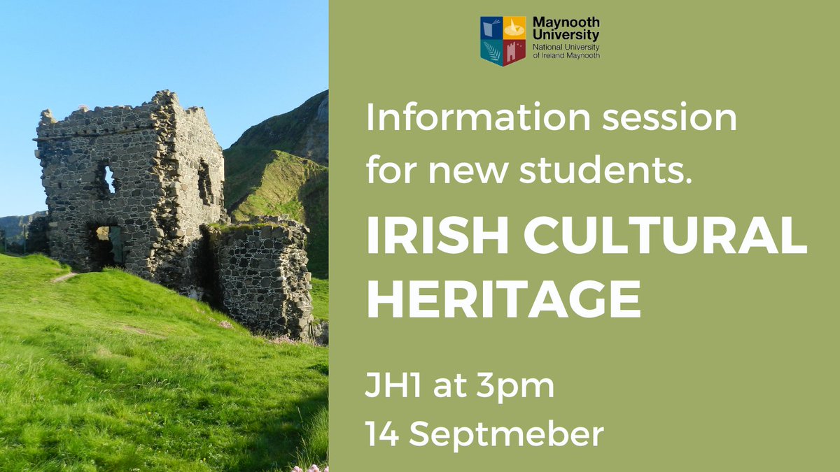 Irish Cultural Heritage (@heritagemu) on Twitter photo Interested in studying Irish Cultural Heritage?!
Join us this Wednesday on campus for an information session about the modules we offer!
3pm, JH1, 14 September.
#heritage #maynooth
<a href="/MaynoothUni/">Maynooth University</a> Interested in studying Irish Cultural Heritage?!
Join us this Wednesday on campus for an information session about the modules we offer!
3pm, JH1, 14 September.
#heritage #maynooth
<a href="/MaynoothUni/">Maynooth University</a>