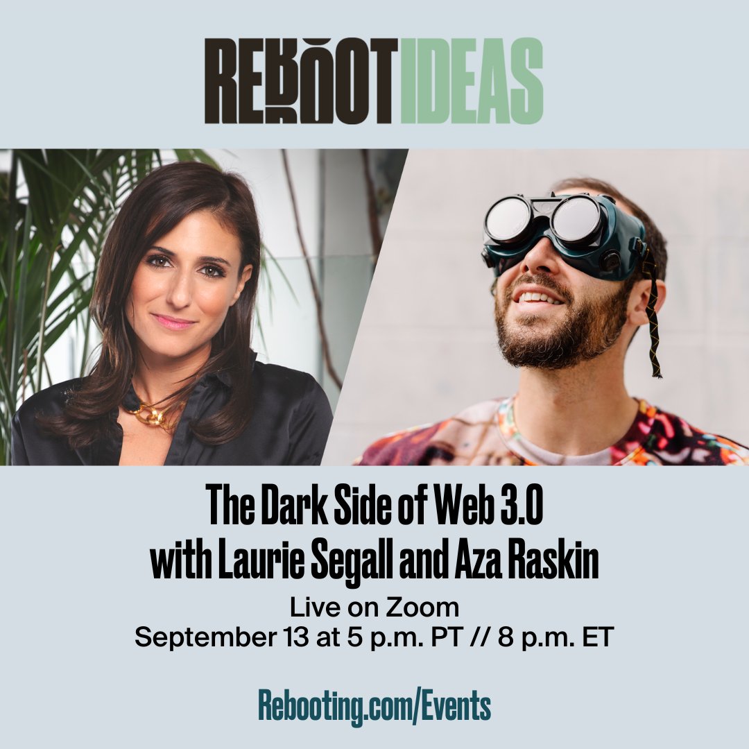 d3_network's tweet image. Join @LaurieSegall and @aza, founder of @earthspecies &amp;amp; @HumaneTech_, tomorrow for a conversation on deciphering the Web3 platform, its seemingly secret corners, and how it is informing and transforming our lives.

RSVP: rebooting.com/article/web3id…