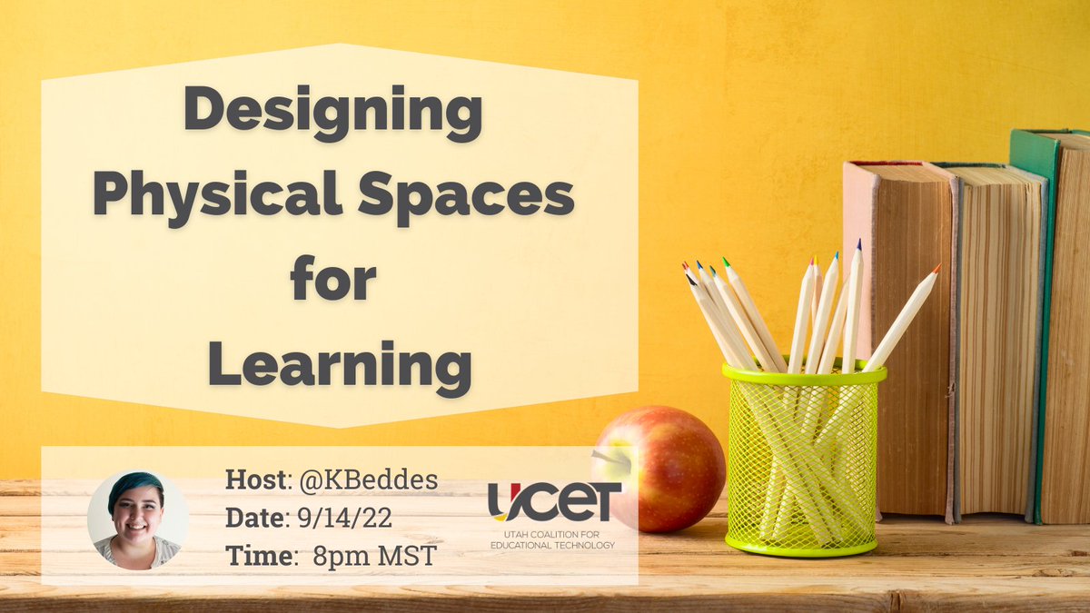 ucet's tweet photo. #utedchat is happening TONIGHT! Hop on at 8 pm to join @KBeddes discussing classroom setup and how to create a welcoming, inclusive space for learning! #uted #DTLut #edchat https://t.co/fRA1BYUVi1