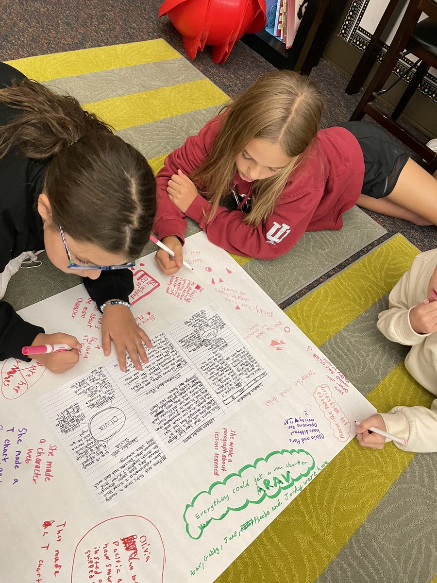 5th graders analyzing responses to reading. Looking for structures they can transfer to their own reader’s notebooks. Love working with these students and alongside their amazing teacher!