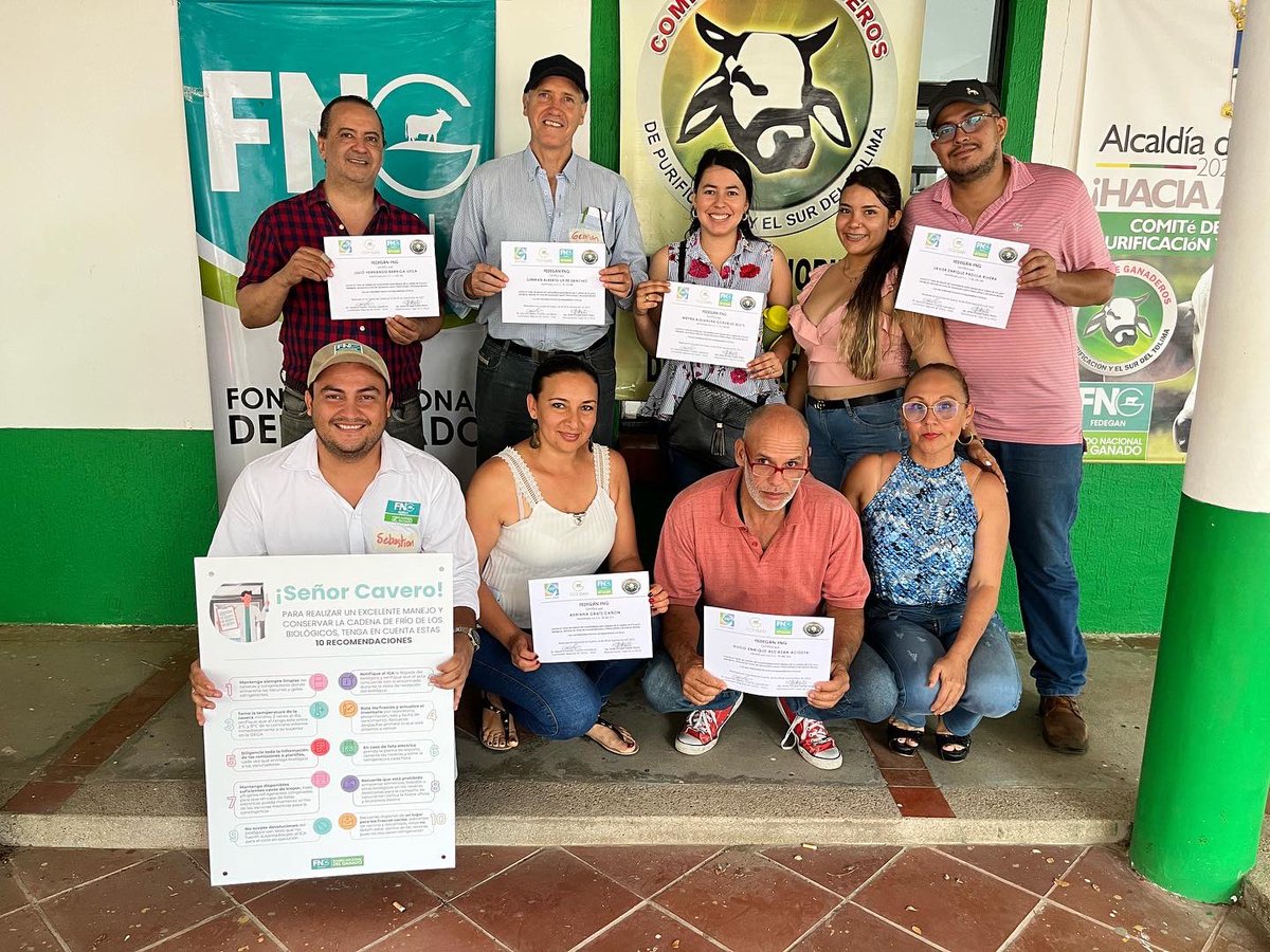comitepuri's tweet image. Con el fin de garantizar un adecuado manejo del biológico contra la Aftosa y Brucela para los ganaderos en cada ciclo de vacunación, desarrollamos el taller de gestión de conocimiento en cadena de frío para los caveros del departamento del Tolima.
#OrgullosamenteGanaderos