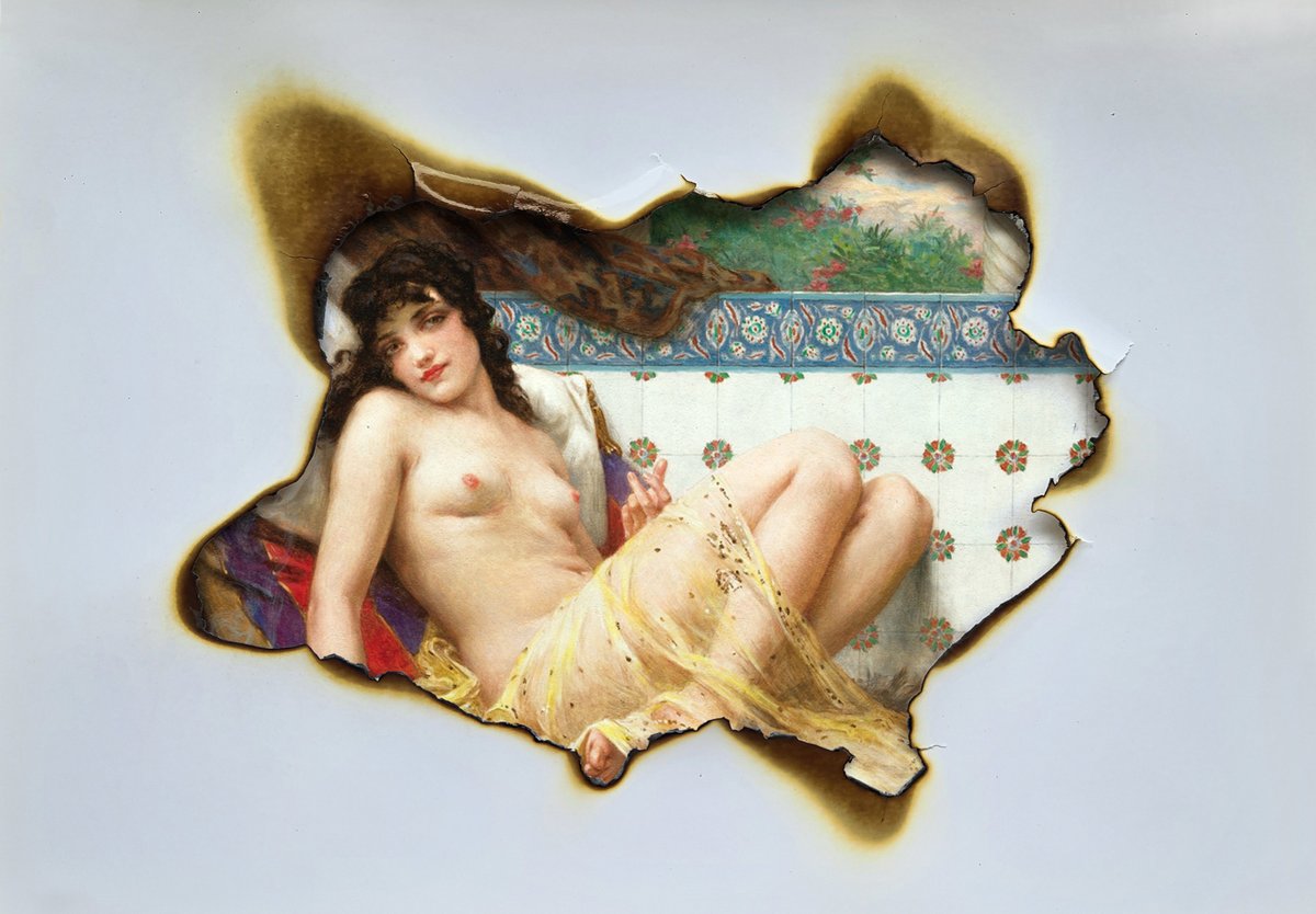 Brunt Out (1/1)
Original painting: Dalisque with a fan, Guillaume Seignac- 1924
30% sales go to breast cancer charities 
#NFTs #NFTCommuntiy #Art #breastcancer