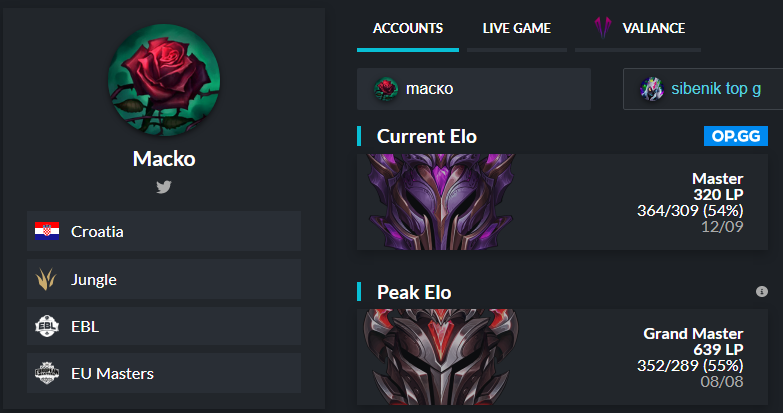 Hello,
My contract with @RealValiance has ended
I'm looking for winter split offers
I've played less than 50% of summer split games
Peaked 640lp playing jg/mid mainly jg (now decayed since i took a break)
Likes ❤ &amp; Retweets🔁Appreciated.
Contact via twitter or discord macko#0426