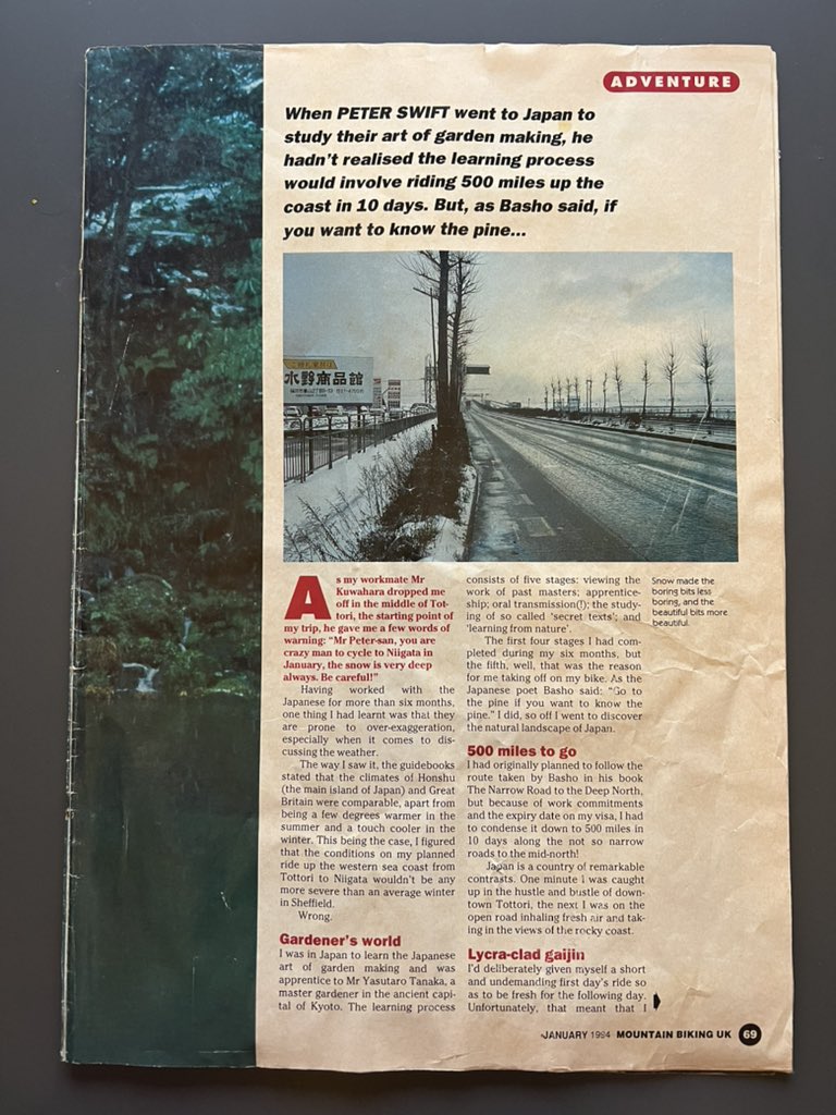 peteswiftysan's tweet image. On Friday I begin my solo ride to @vestrefurniture #ThePlus . I have some form… sadly it’s from 1993… I found the article I wrote for @mbukmagazine back then including map and kit list.. no @Alpkit @apidura back then @NorthRoadCycles !