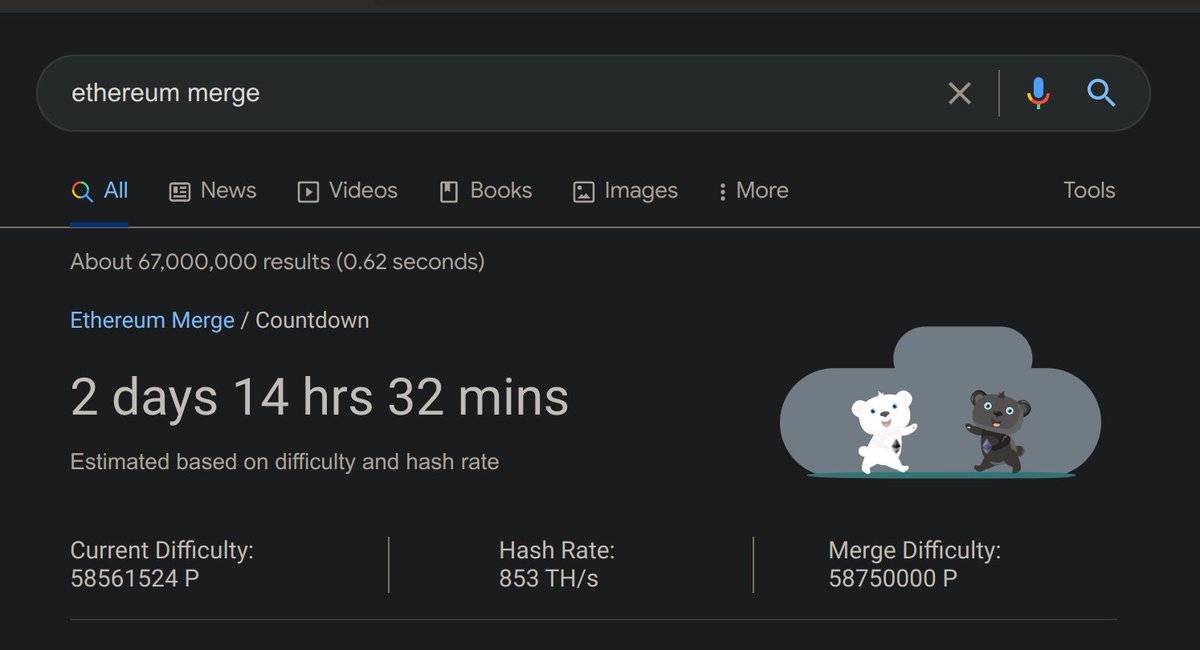 CryptoBoomNews's tweet photo. Google has added an #Ethereum merge countdown! https://t.co/ytLgqyo6YF