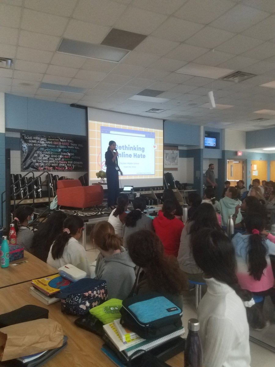 Iowa46's tweet photo. Best day ever. Former Scullen Shark @TrishaPrabhu "wowwed" us all with her app, book and presentation on ReThinking The Internet. Great information today for our students and staff here @ScullenSharks Inspiring young lady! @ReThinkwords https://t.co/QuKckZHbtn