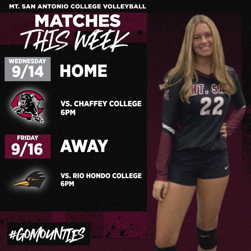 Preseason comes to a close with our Chaffey match on Wednesday, and Conference play starts on Friday with Rio Hondo 💪🏼

#GOMOUNTIES instagr.am/p/CiaypP-vmJD/