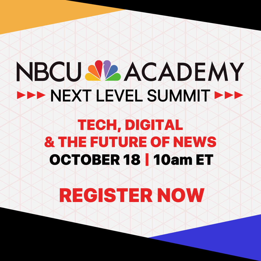 NBCU Academy (@nbcuacademy) on Twitter photo Ready to take the next step in your career? Join the <a href="/NBCUAcademy/">NBCU Academy</a> Next Level Summit!
Tuesday, Oct. 18 at 10am ET.
Learn about emerging tech and exciting career options in the tech and media industry.
Sign up for more info: nbcuacademy.com/next-level-sum… Ready to take the next step in your career? Join the <a href="/NBCUAcademy/">NBCU Academy</a> Next Level Summit!
Tuesday, Oct. 18 at 10am ET.
Learn about emerging tech and exciting career options in the tech and media industry.
Sign up for more info: nbcuacademy.com/next-level-sum…