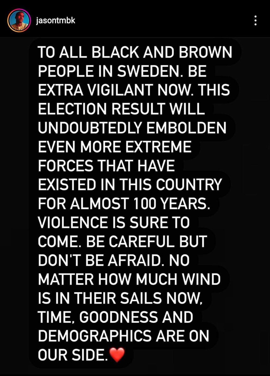 Ivarpi's tweet photo. Varför sprider rapparen Timbuktu högerextrema myter om ett pågående folkutbyte? ”To all black and brown people in Sweden […] time and demographics are on our side.” https://t.co/UdWknLDemn