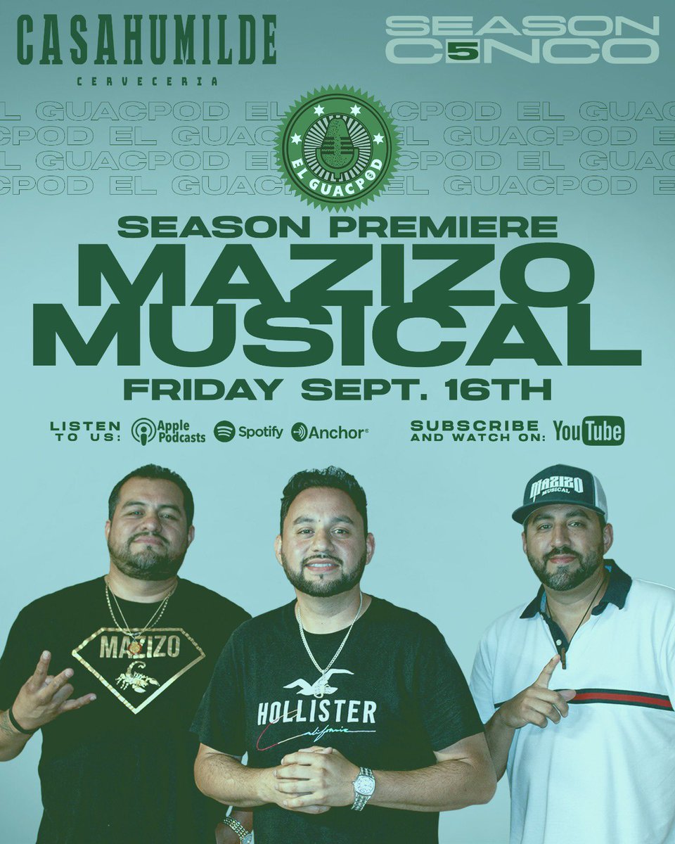 ElGuacPod's tweet photo. We kick it off Friday with our Special Guest #MazizoMusical!! Dont miss out on their Amazing Story!! https://t.co/gikhI41fcA