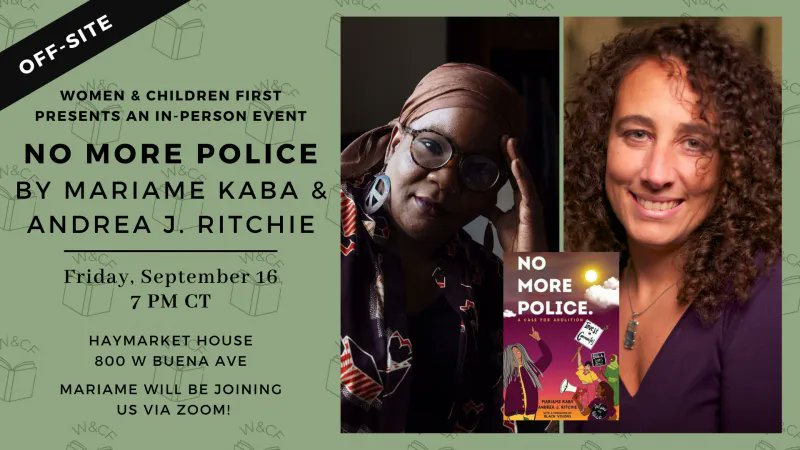 Chicago friends! Please join <a href="/wcfbook/">Women & Children First</a> at <a href="/haymarkethouse/">Haymarket House</a> this Friday, Sept. 16 at 7 PM CT, for a reading, conversation and book-signing for #NoMorePolice, featuring co-authors <a href="/dreanyc123/">Andrea Ritchie also @dreanyc123.bsky.social</a> (in-person) and <a href="/prisonculture/">NYC Tw*tterati</a> (virtually). Get your tickets now! womenandchildrenfirst.com/event/site-eve…