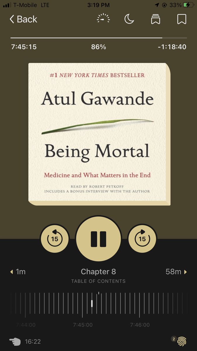 Finishing up this read (listen) today. What an amazing look into those tough end-of-life decisions and how they impact the triad of patient, family, and practitioner. Just wish I had read this before my ICU APPE rotation to help frame those tough conversations!