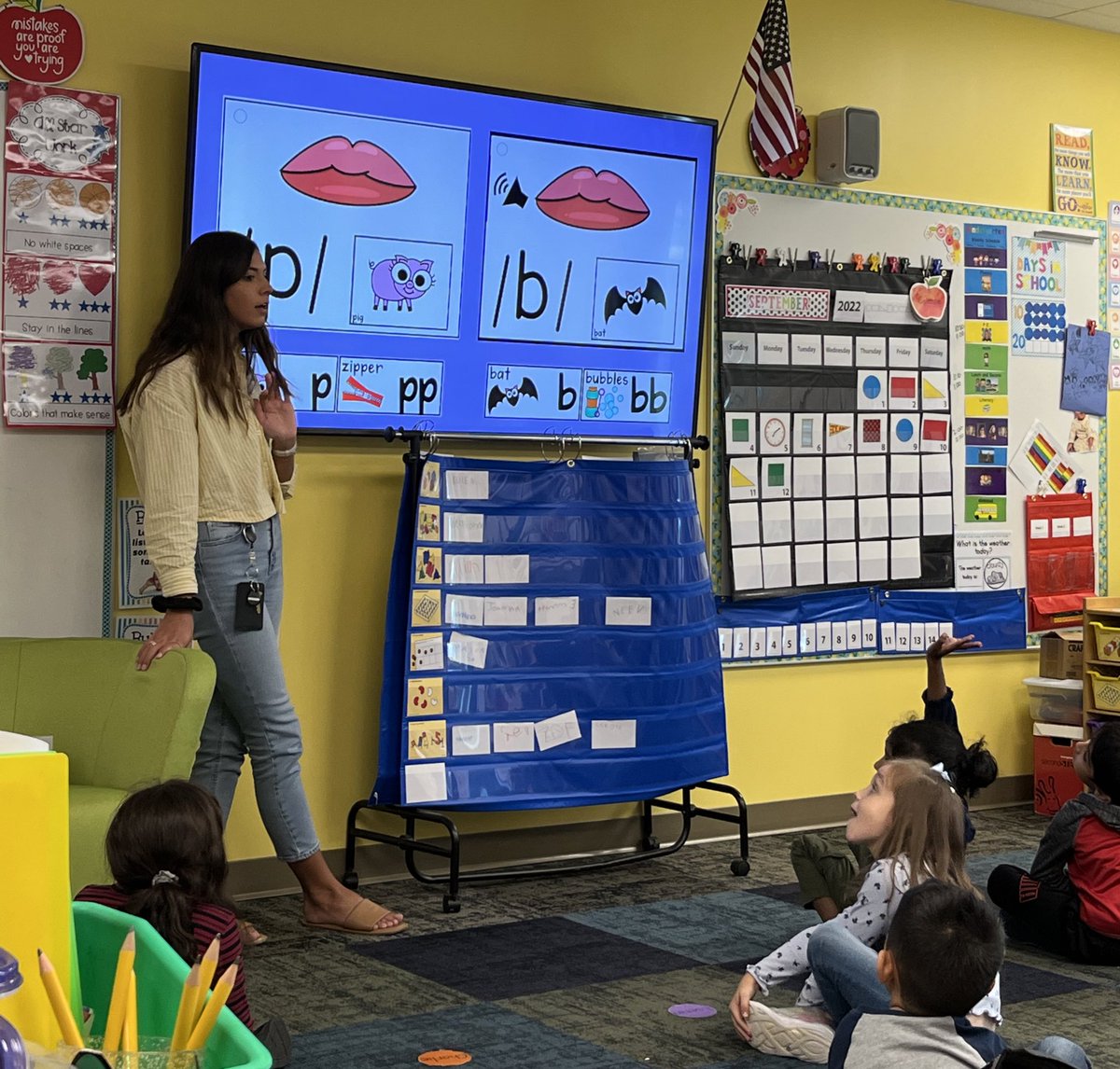 Kindergarteners learning about the sound wall in their classrooms! #rtsd26lifeready