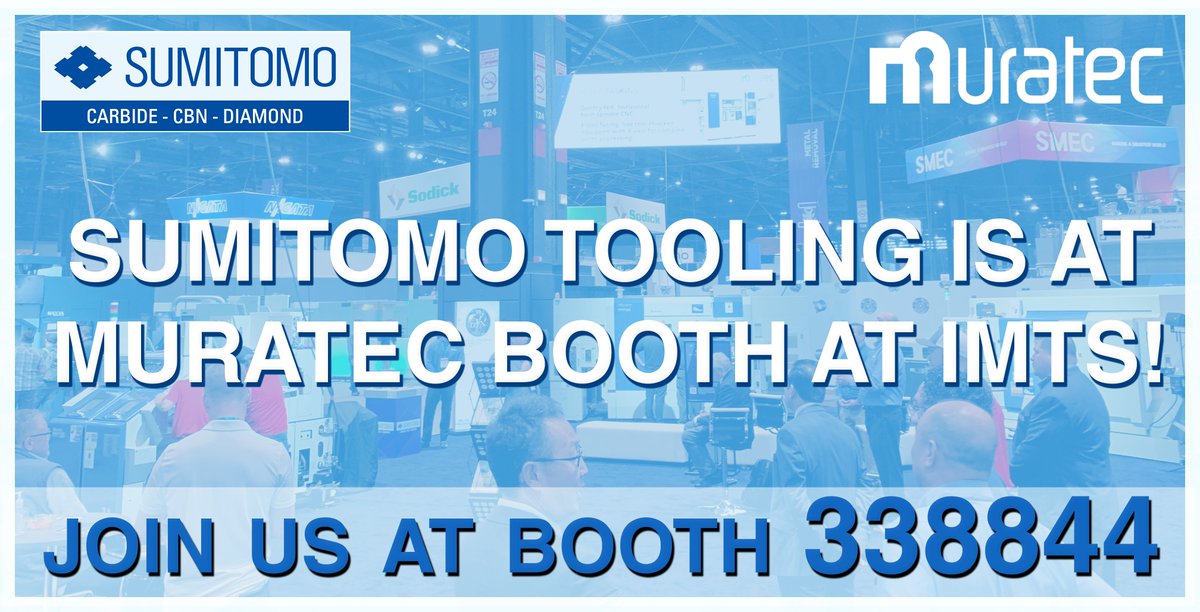 #Sumitomo is proud to partner with #Muratec at #IMTS  2022! 
You can see live tooling demos of Sumitomo tooling at Muratec booth at IMTS this week. Join us at booth 338844! #IMTS2022