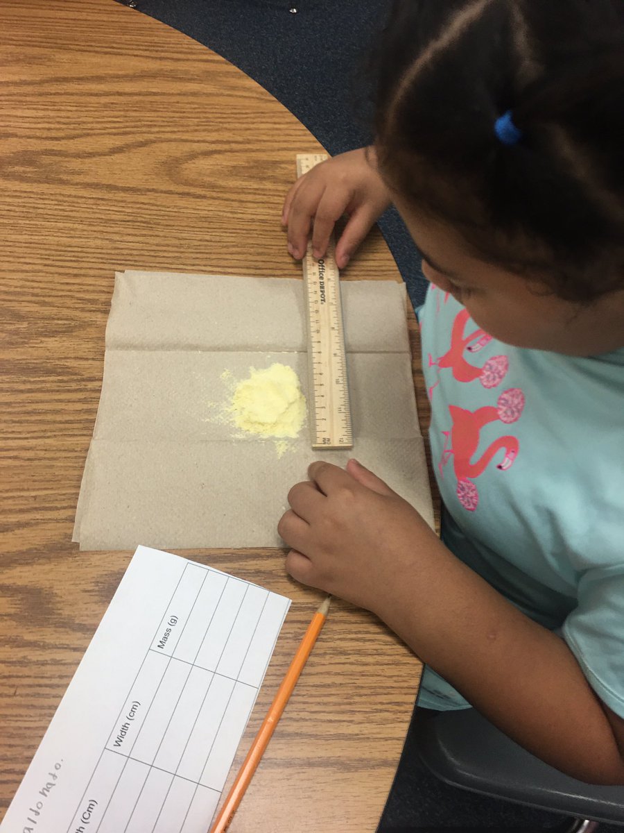 arlenetyndall's tweet photo. Learning how to use tools to observe and measure matter…we also learned how matter can become more dense and increase in mass when you add water to corn flour to make masa! @KirkElementary #CFISDSpirit #KirkCan #bringingsciencetolife #thirdgradescience https://t.co/sGFOn1mF6T