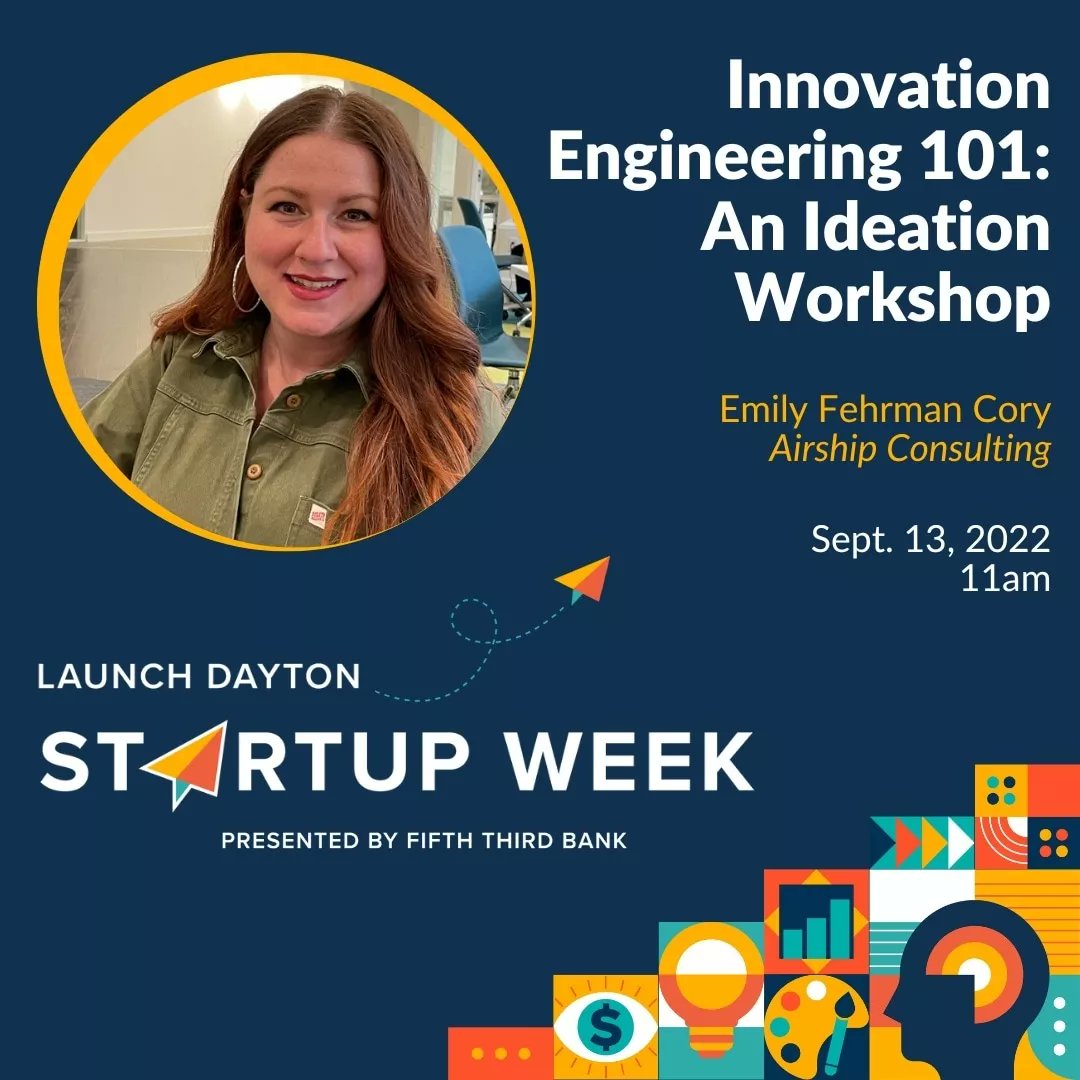 emilymcory's tweet photo. Tomorrow! Will I see you there? #innovation with @airshipconsult, @EurekaRanch and @LaunchDayton #LaunchDYTStartupWeek22 https://t.co/MegBTrRzK9